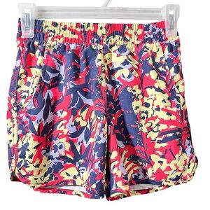Columbia yellow/pink/purple floral print girls shorts size M 10/12